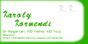 karoly kormendi business card